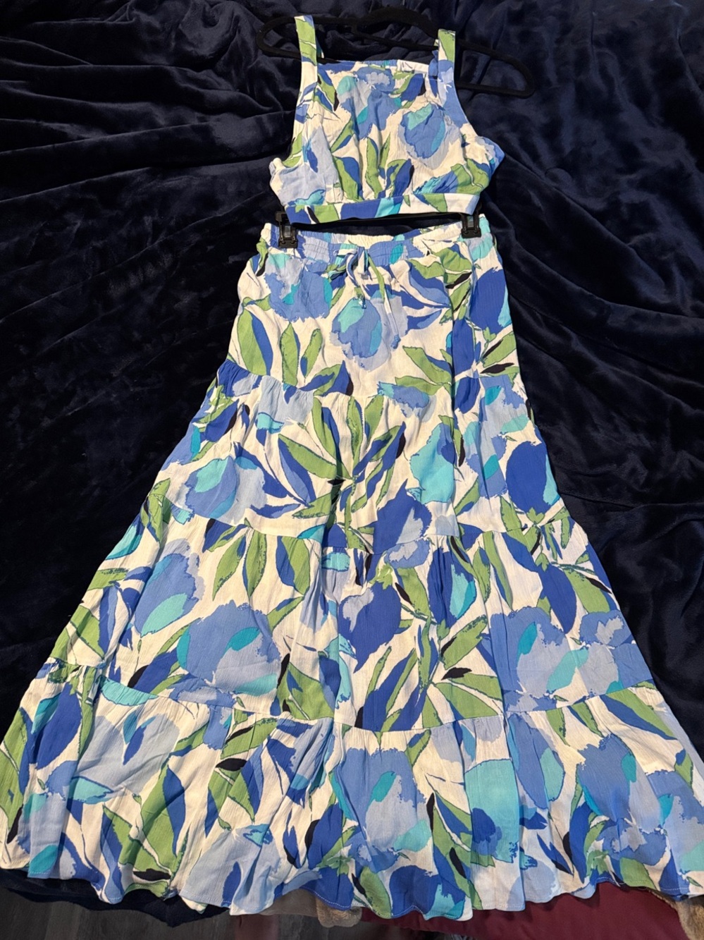 Blue & Green Floral Two Piece Set